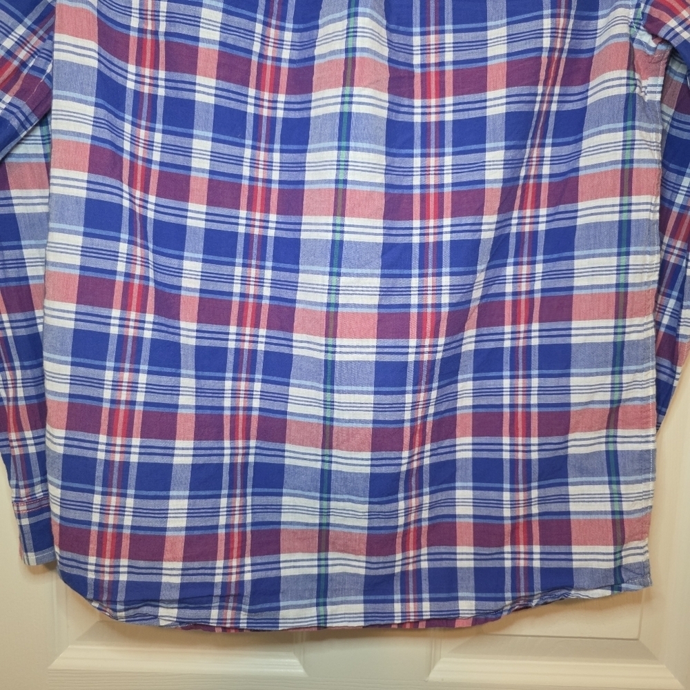 Vineyard Vines Boys Size Large Cotton Madras Plaid Button Up Shirt - Picture 7 of 10